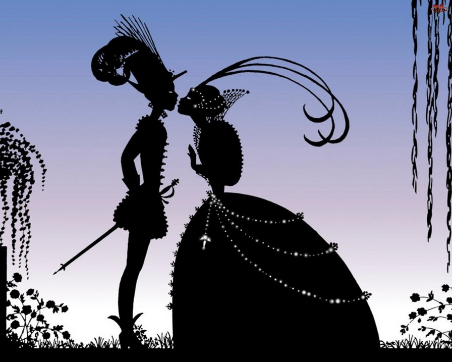 вечерний поцелуй - пара, силуэты, люди - оригинал