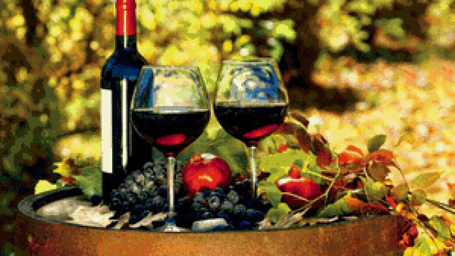 Натюрморт - фрукты, натюрморт, вино - предпросмотр