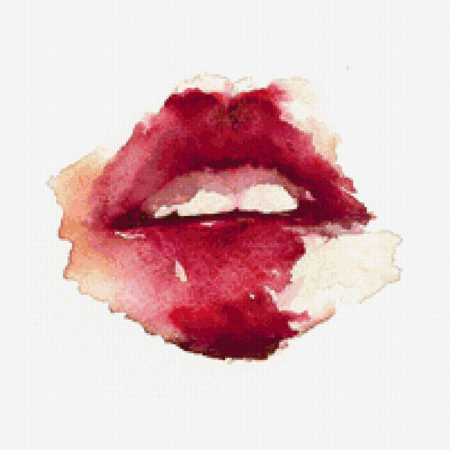 Губы - губы, акварель - предпросмотр