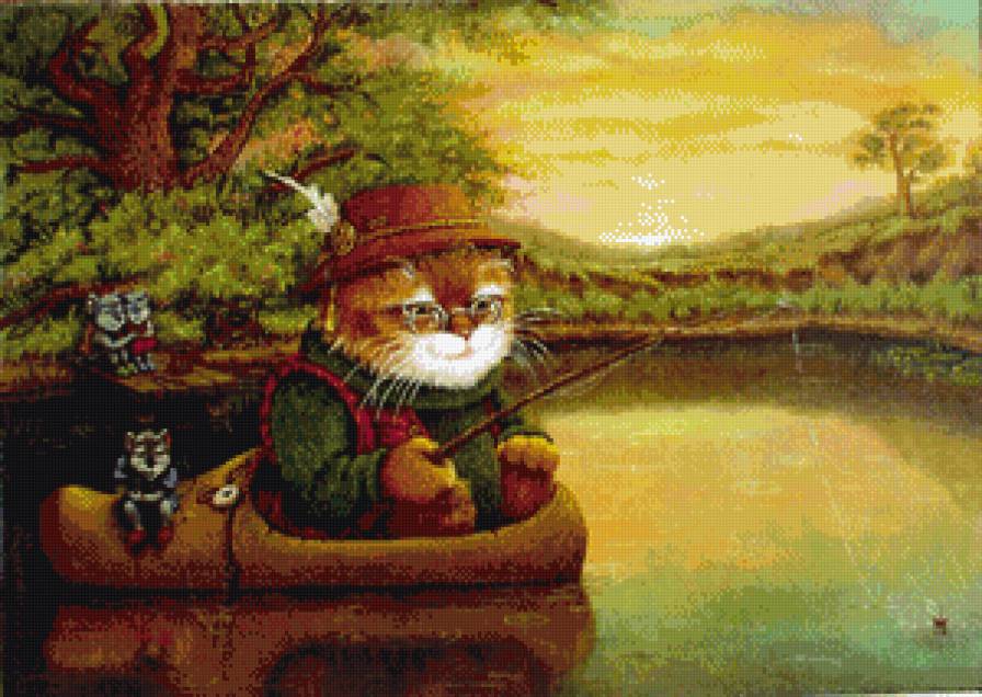 ловись рыбка. - рыбалка, кошки - предпросмотр