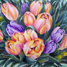 Схема вышивки «букет весенних тюльпанов»