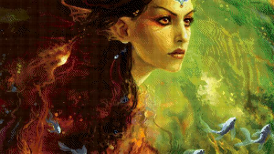 царица моря - девушка, рыбы, царица, море, фентези, женщина, арт - предпросмотр