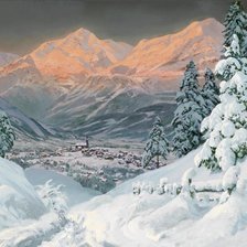 Оригинал схемы вышивки «горная долина зимой» (№922081)