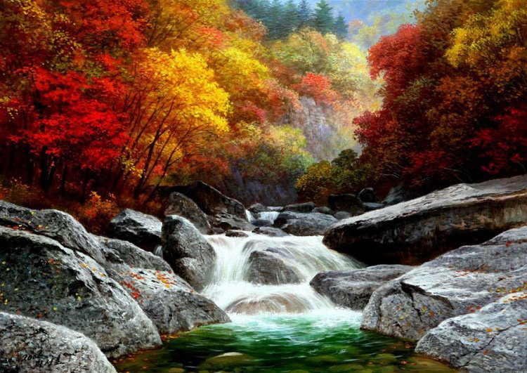 серия "реки" - пейзаж.река.горы - оригинал