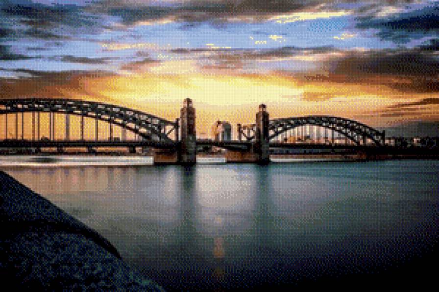 серия "реки" - пейзаж.река.ночь.мост - предпросмотр