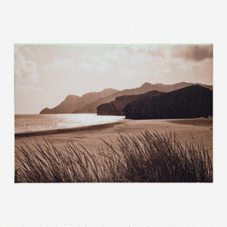 Песчаный берег - вода, уединение, сепия, берег - предпросмотр