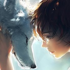 Схема вышивки «Девушка и волк»