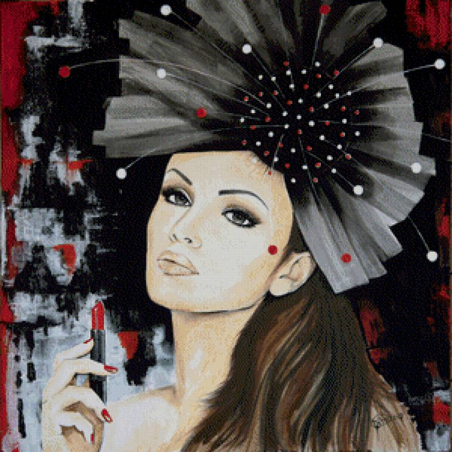 Красная помада - девушка, портрет - предпросмотр