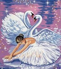 Схема вышивки «балерина и лебеди»