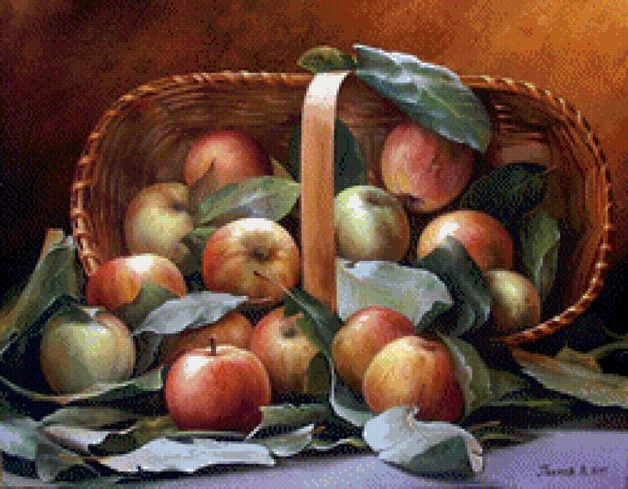Яблоки в корзине - фрукты, натюрморт - предпросмотр