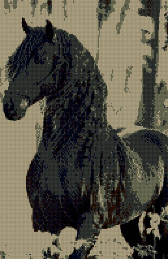 лошадка - монохром - предпросмотр