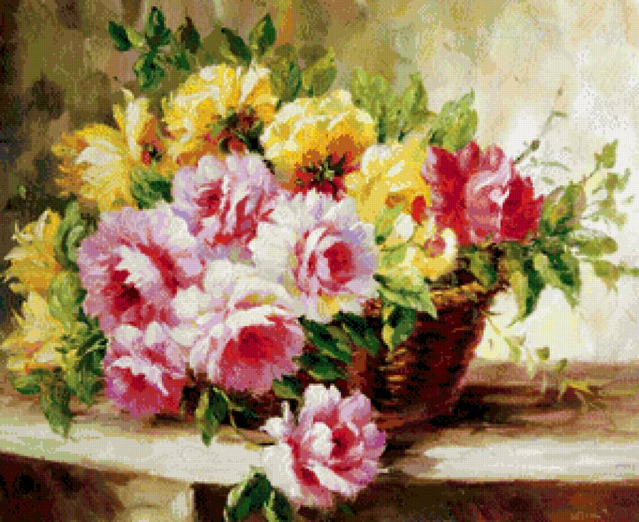 корзина с цветами - цветы, букет - предпросмотр