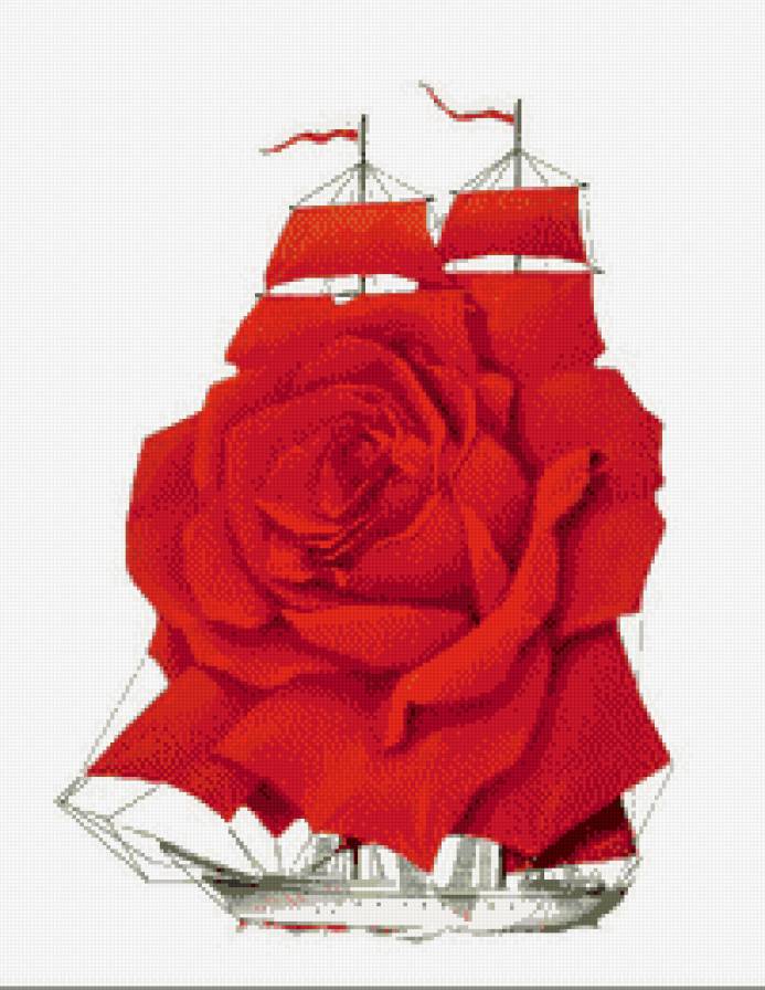 Корабль - корабль, цветок, роза - предпросмотр