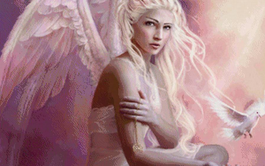 Ангел - ангел, девушка, голуби - предпросмотр