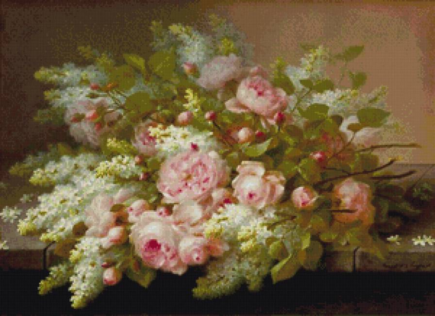 пионы с розами Лонгпре - лонгпре, пионы - предпросмотр