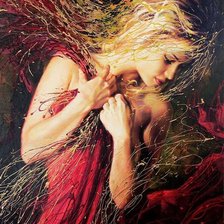 Схема вышивки «Девушка. Художник Алексей Слюсар.»