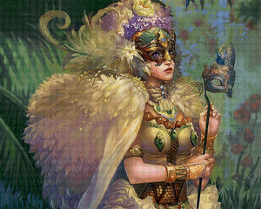 Загадочная девушка - тайна, сад, загадка, маска, девушка - предпросмотр