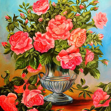 Оригинал схемы вышивки «ваза с розами» (№925247)