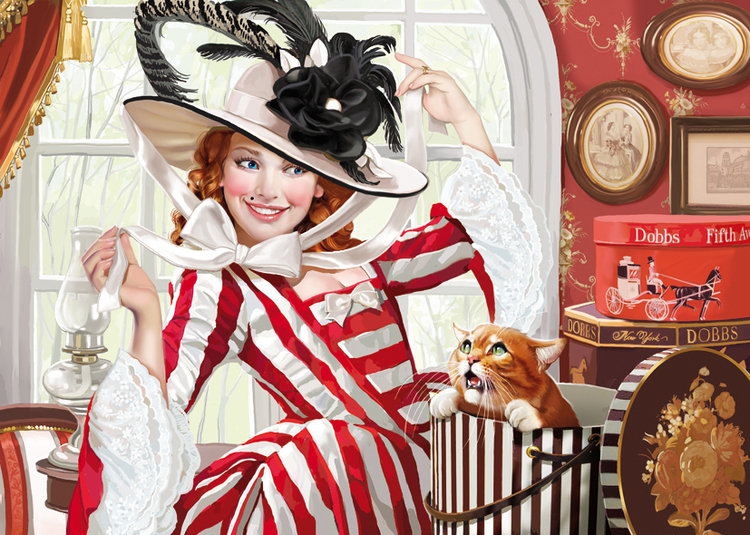 Мадам - рыжий, кот, татьяна доронина, девушка, иллюстрация - оригинал