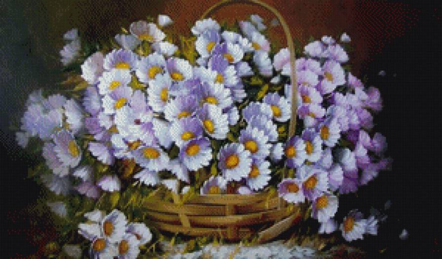 цветы в корзине - цветы, натюрморт, корзина - предпросмотр