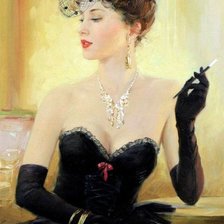 Схема вышивки «Девушка с сигаретой»