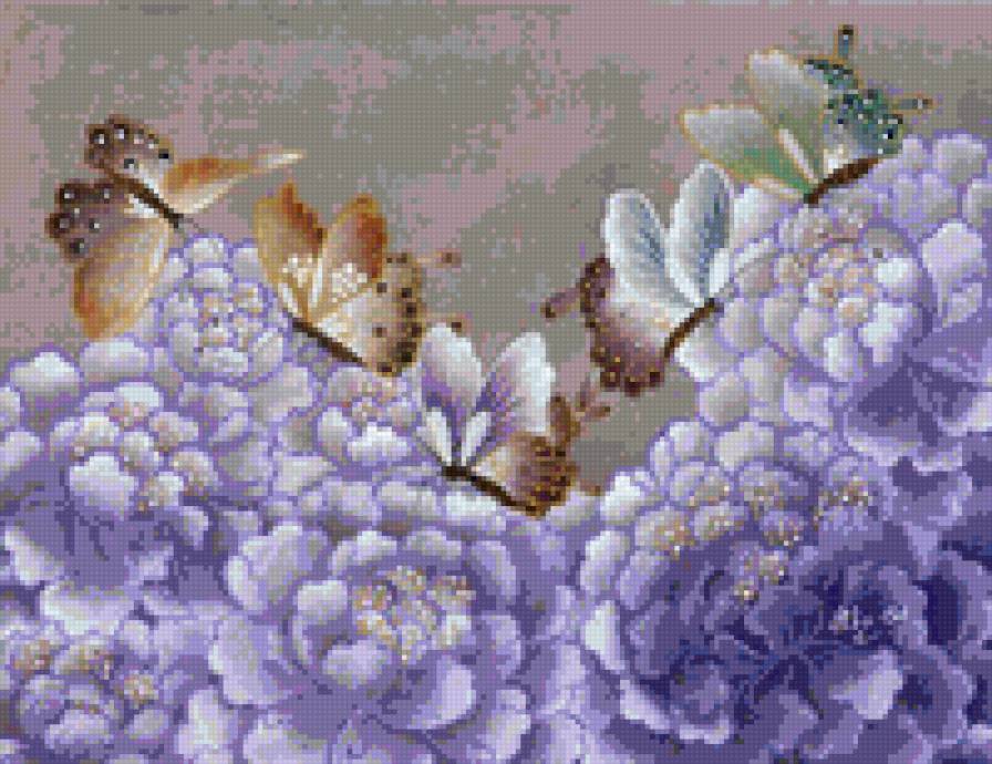 мотив для подушки - цветы, подушка, салфетка, бабочки - предпросмотр