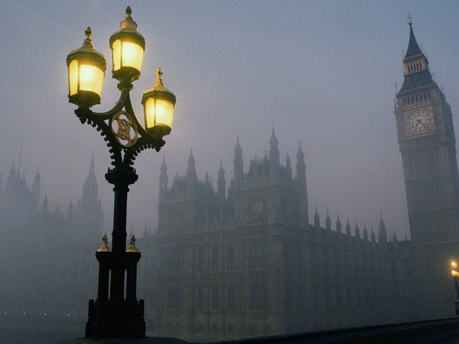 Лондон - лондон, фонари, сумерки, биг бен - оригинал