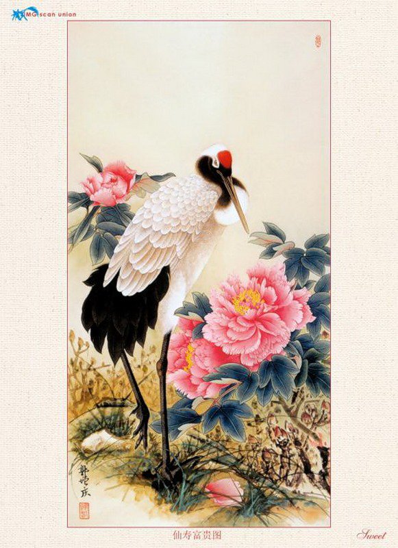 Цапля - китайская картина - оригинал