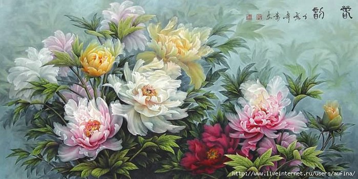 Пионы - китайская картина - оригинал