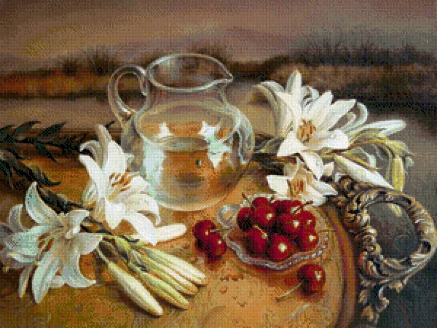 серия ,,для кухни" - кухнеа. натюрморт.цветы.лилии.кувшин - предпросмотр