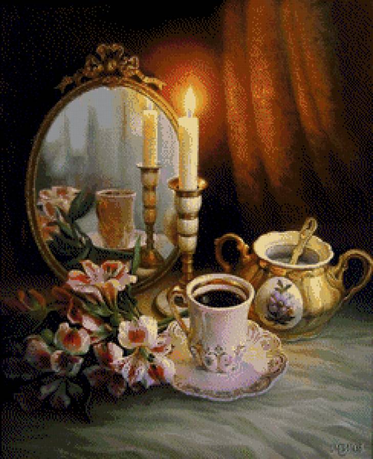 серия ,,для кухни" - кухнеа. натюрморт.чай.кофе.чашки.цветы - предпросмотр