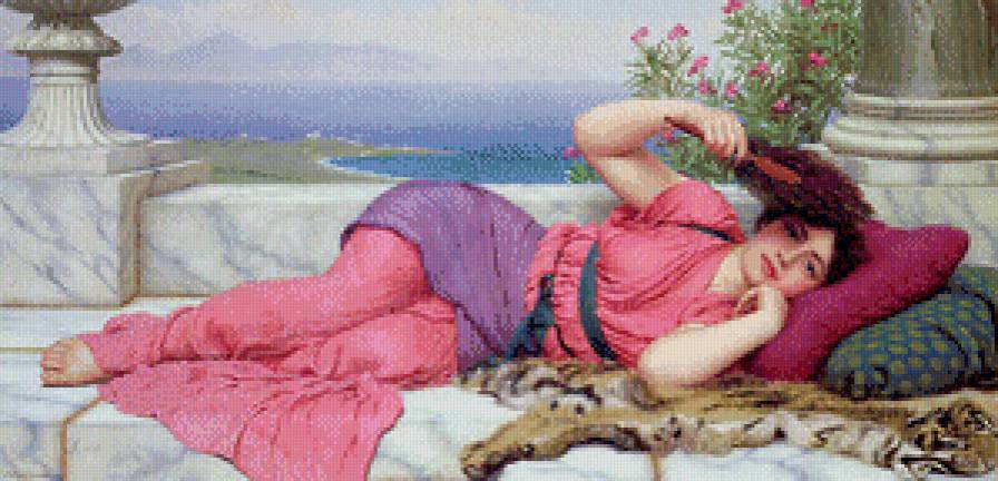 Полуденный отдых худ.Джон Уильям Годвард - отдых море, девушка - предпросмотр