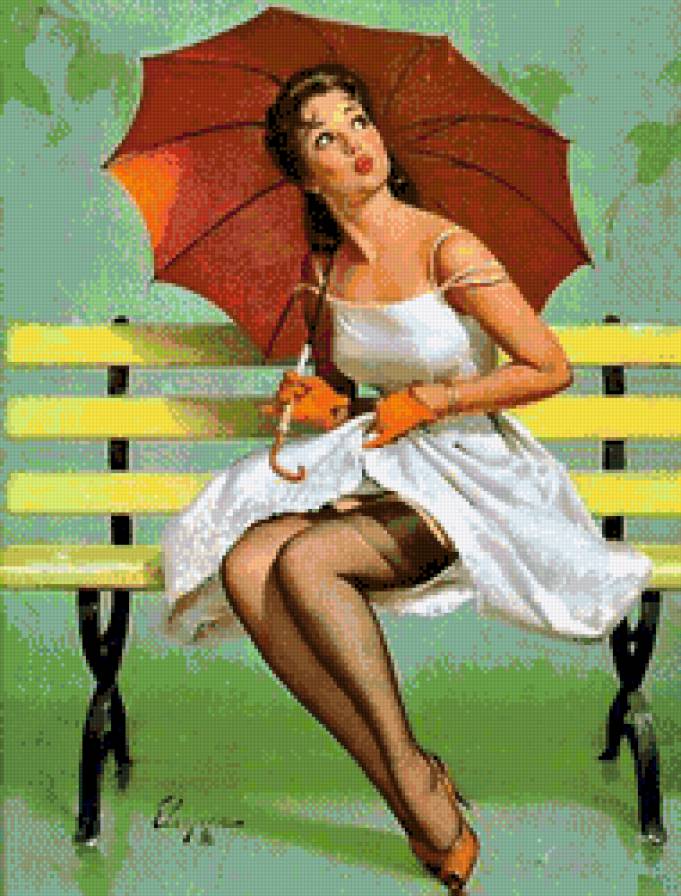 Под зонтом - pin up, зонт, девушка, пин ап - предпросмотр