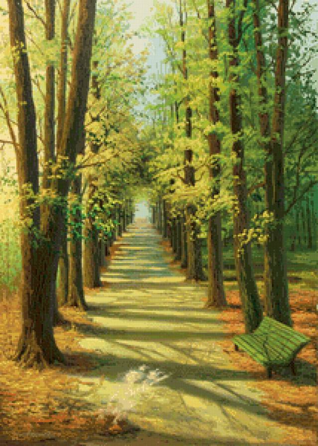 осенняя аллея - пейзаж, природа, золото, живопись, парк, дерево, аллея, осень - предпросмотр