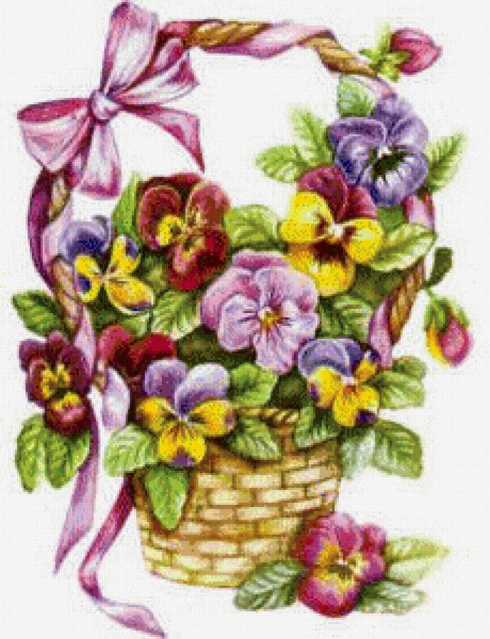 Корзинка "Анютины глазки! - букеты, цветы - предпросмотр