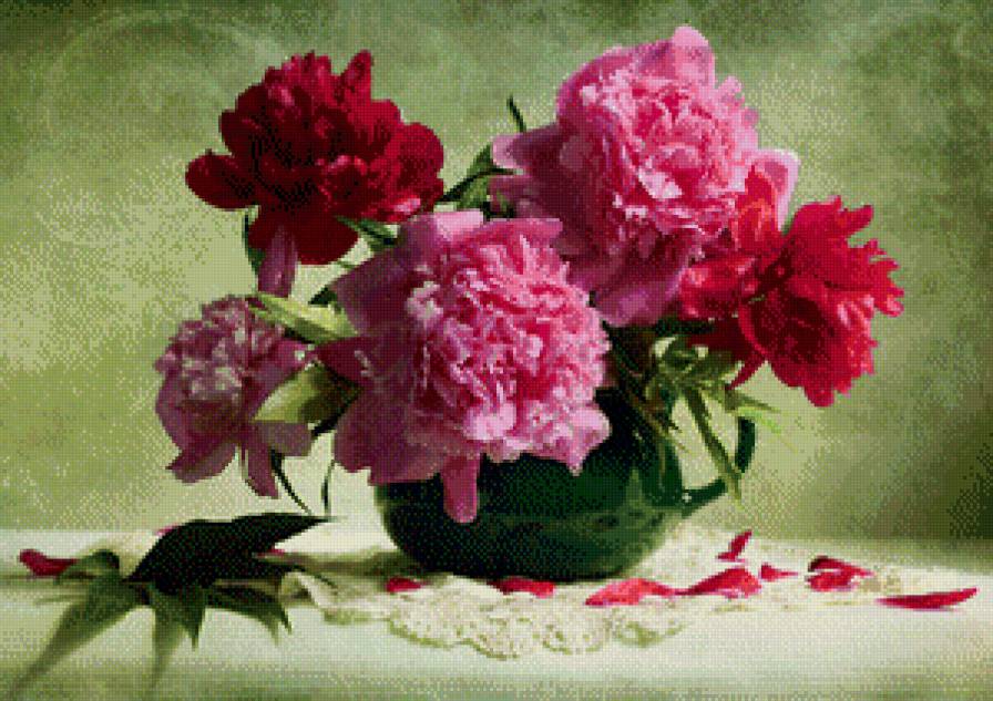 Пионы в вазе - пионы, цветы, натюрморт - предпросмотр