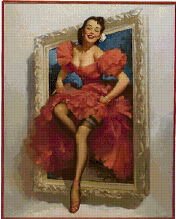 Вышла из картины - пин ап, платье, девушка, картина, pin up - предпросмотр