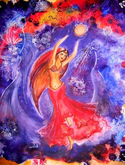 Игры с луной - танец, луна, девушка - оригинал