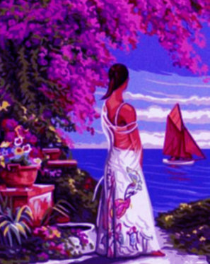 В даль-2 - море, юг, парусник, девушка - оригинал