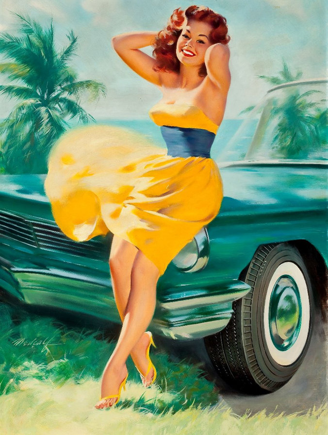 Рисунки девушек в стиле pin up