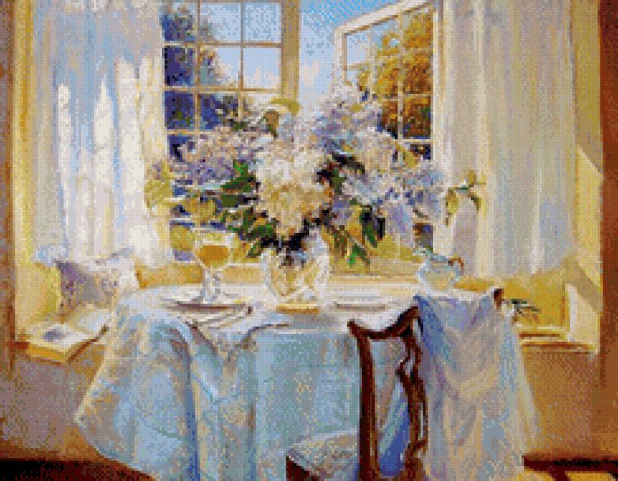 №928187 - искусство, цветы, живопись, картина, окно - предпросмотр