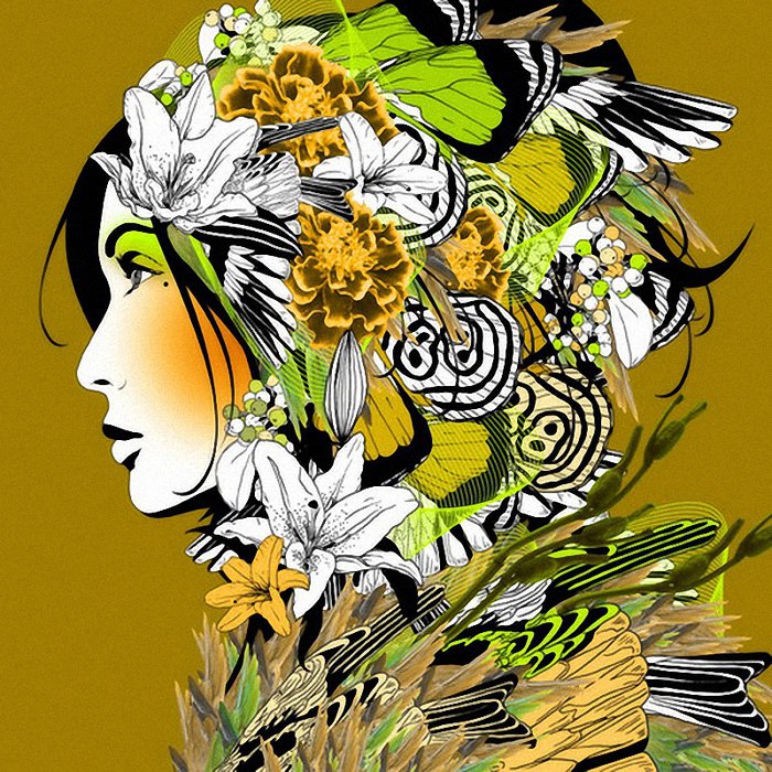 Девушка в цветах - marumiyan, фэнтези, цветы, лицо, девушка - оригинал