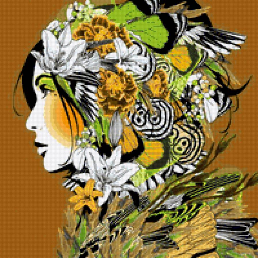 Девушка в цветах - marumiyan, фэнтези, лицо, девушка, цветы - предпросмотр