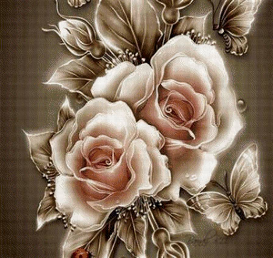 Сияющие цветы - картина, цветы - предпросмотр