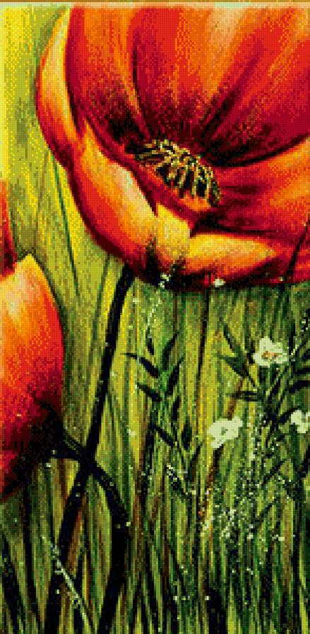 Триптих "Маки" ч.2 - панно, триптих, цветы - предпросмотр