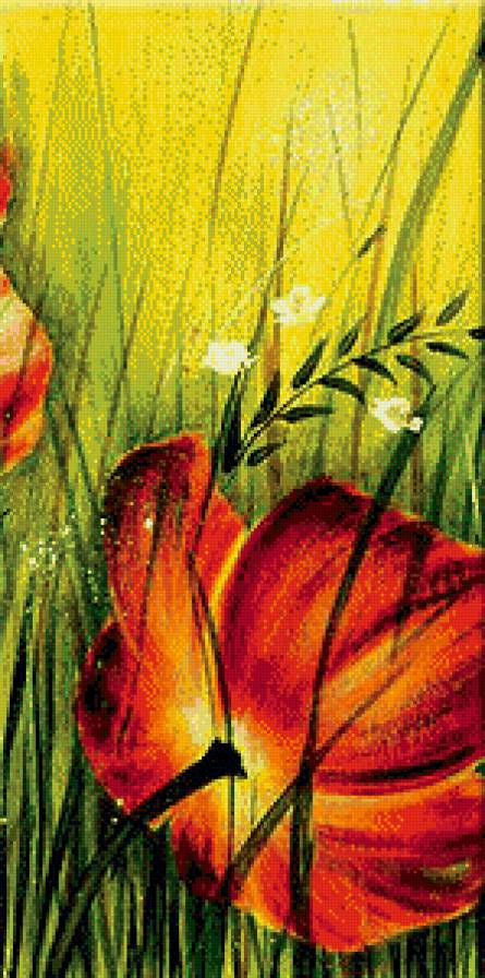 Триптих "Маки" ч.3 - цветы, панно, триптих - предпросмотр