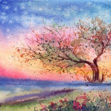 Схема вышивки «акварельное дерево»