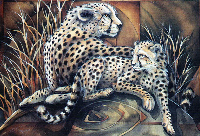 семья леопардов - семья, животные, кошки, природа, любовь, пара, леопард - оригинал