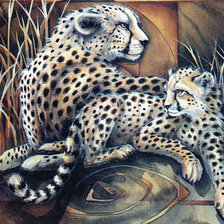 Оригинал схемы вышивки «семья леопардов» (№929445)