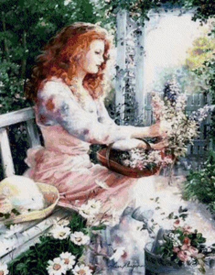 девушка в саду - девушка - предпросмотр